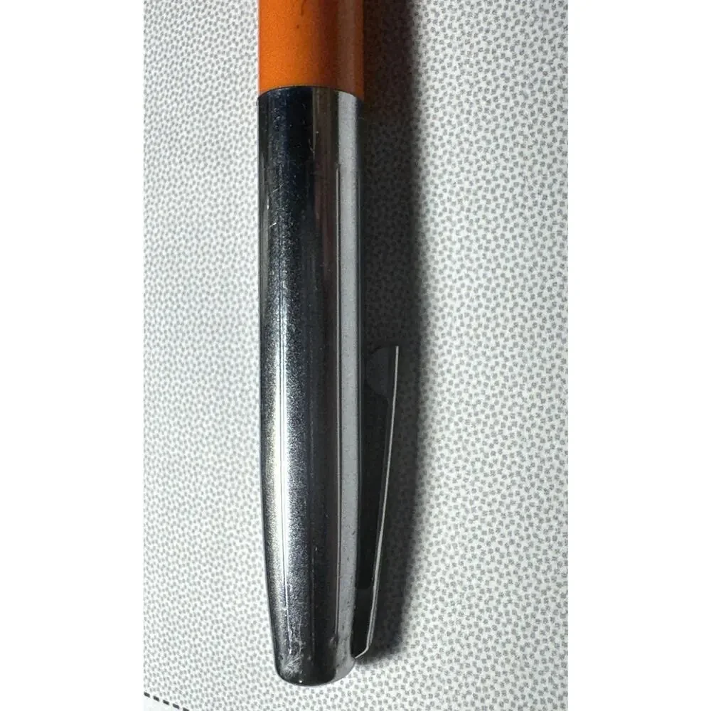 Sheaffer Orange / Chrome Nib F Made in USA Cartridge Fountain Pen Vintage 1970s